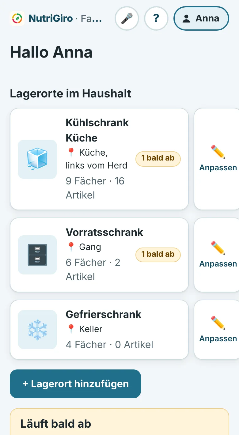 NutriGiro-App auf dem Handy